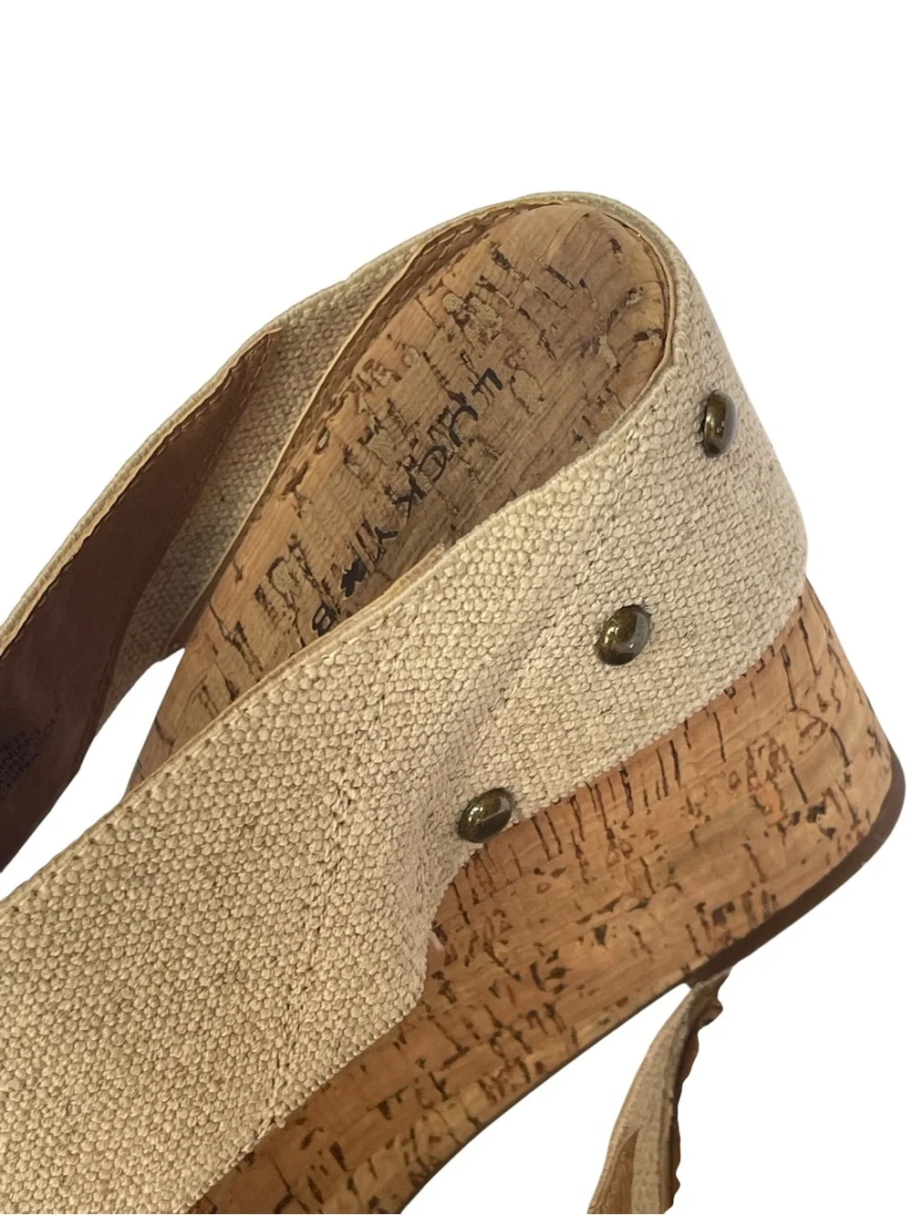 Lucky Brand Natural Fabric Cork Platform Sandals SZ 9 MED